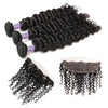 Easy Hair 10A Indian Deep Wave Virgin Hair 3 Bundles Deals With Lace Frontal