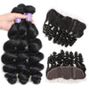 Easy Hair 10A Peruvian Loose Wave Virgin Human Hair 3 Bundles With 1pcs 13x4 Lace Frontal