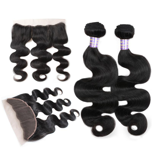 Easy Hair 10A Brazilian Body Wave Virgin Human Hair 3 Bundles With 13x4 Lace Frontal Closure - Easy Hair