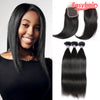 Easy Hair 10A Unprocessed Peruvian Silky Straight Human Hair 3 Bundles With Lace Closure