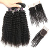 Easy Hair Natural Indian Curly Hair Extensions 3pcs With Lace Closure