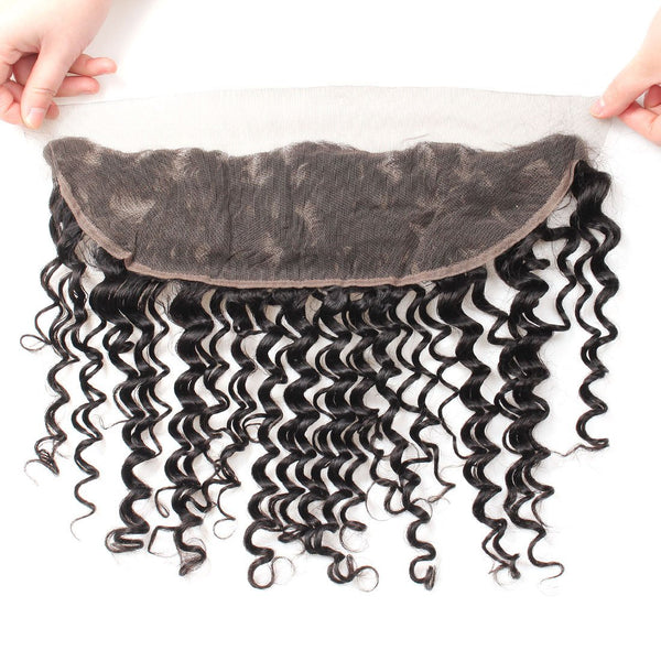 Easy Hair Indian Virgin Hair Deep Wave Hair Lace Frontal 13*4 Ear To Ear Lace Closure - Easy Hair