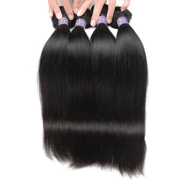 Easy Hair Virgin Human Hair 10A Indian Straight Hair 4 Bundles With 13*4 Lace Frontal Closure - Easy Hair