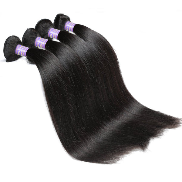 Easy Hair Virgin Human Hair 10A Indian Straight Hair 4 Bundles With 13*4 Lace Frontal Closure - Easy Hair