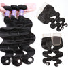 Funmi Hair 10A Unprocessed Malaysian Body Wave Human Hair 3 Bundles With Lace Closure