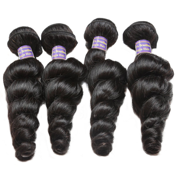 Easy Hair 10A Loose Wave Malaysian Virgin Hair 4 Bundles With 13x4 Lace Frontal Closure - Easy Hair