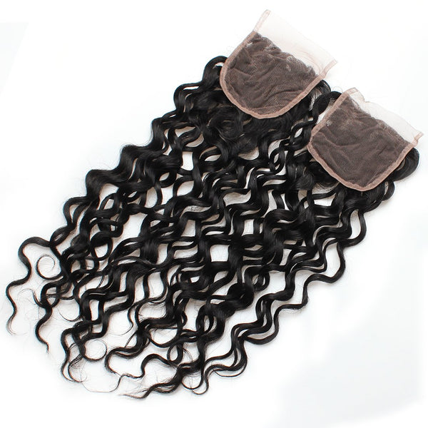 Easy Hair Malaysian Virgin Human Hair Water Wave Hair 3 Bundles With Lace Closure - Easy Hair