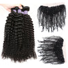 Easy Hair 10A Kinky Curly Peruvian Virgin Human Hair 4 Bundles With 13x4 Lace Frontal Closure