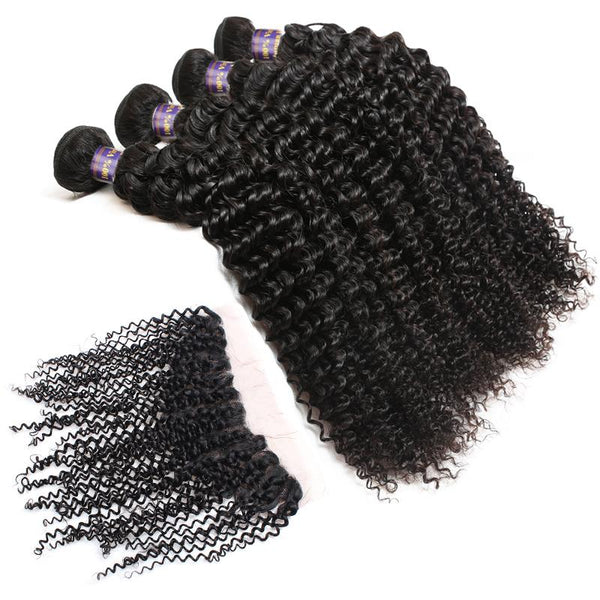 Easy Hair 10A Brazilian Curly Virgin Hair 3 Bundles With Lace Frontals Closure - Easy Hair