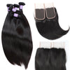 Easy Hair 10A Virgin Brazilian Virgin Hair Straight 4 Bundles With Closure Unprocessed Human Hair Bundles
