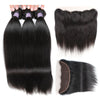 Easy Hair 10A Peruvian Straight Hair Unprocessed Virgin Hair 3 Bundles With 13x4 Lace Frontal