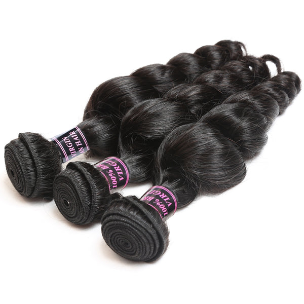 Easy Hair Malaysian Loose Wave 3 Bundles 100% Virgin Human Hair Natural color - Easy Hair