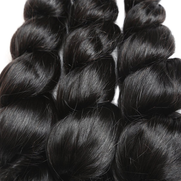 Easy Hair 10A Unprocessed Indian Loose Wave Human Hair 3 Bundles With Lace Closure - Easy Hair
