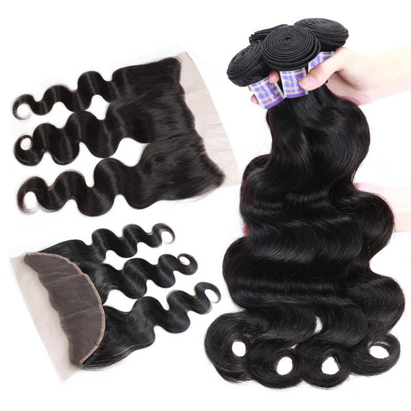 Easy Hair 10A Brazilian Body Wave Virgin Human Hair 3 Bundles With 13x4 Lace Frontal Closure - Easy Hair