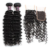 Funmi Hair 3 Bundles With Lace Closure Peruvian Virgin Hair Deep Wave 3 Bundles With Free Part Lace Closure