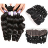 Funmi Hair 4 Bundles With Frontal 10A Hair Peruvian Loose Wave Virgin Hair 4 Bundles with 13x4 Lace Frontal