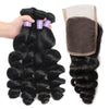 Easy Hair 10A 4 Bundles Peruvian Virgin Hair Loose Wave With Closure Unprocessed Human Hair Bundles
