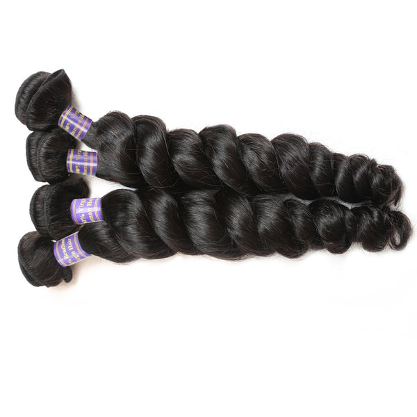 Easy Hair 10A Indian Virgin Hair Loose Wave 4 Bundles With Closure Unprocessed Human Hair Bundles - Easy Hair