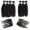 Funmi Hair 4 Bundles With Closure Malaysian Deep Wave 4 Bundles Virgin Human Hair With Lace Closure