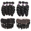 Funmi Hair 3 Bundles With Frontal 10A Malaysian Loose Wave Virgin Hair 3 Bundles With 13x4 Lace Frontal