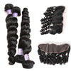 Easy Hair 10A Indian Loose Wave Virgin Hair 4 Bundles With 13*4 Lace Frontal Closures