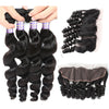 Easy Hair 10A Loose Wave Malaysian Virgin Hair 4 Bundles With 13x4 Lace Frontal Closure