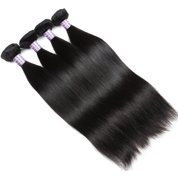Easy Hair 10A Peruvian Straight Virgin Hair 4 Bundles with 13x4 Lace Frontal - Easy Hair