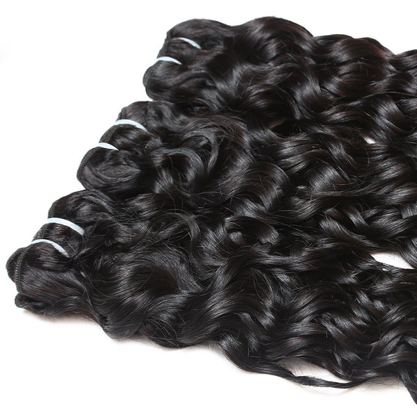 Easy Hair Peruvian Water Wave 3 Bundles With Human Hair Lace Closure - Easy Hair