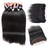 Funmi Hair 4 Bundles With Frontal Virgin Human Hair 10A Indian Straight Hair 4 Bundles With 13*4 Lace Frontal Closure