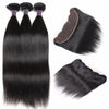 Funmi Hair 3 Bundles With Frontal 8A Brazilian Virgin Straight Hair 3 Bundles With Lace Frontal Closure