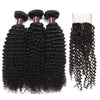Easy Hair Brazilian Curly Human Hair 3 Bundles With Curly Lace Closure