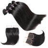 Easy Hair Virgin Human Hair Indian Straight Weave Hair 4 Bundles With Lace Closure