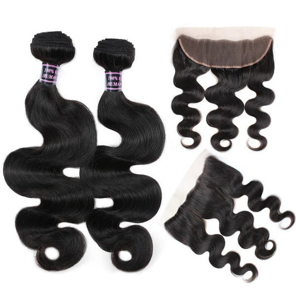 Easy Hair Brazilian Virgin Hair Body Wave 3 Bundles With Lace Frontal Closure - Easy Hair