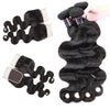 Easy Hair Peruvian Body Wave Human Hair Weave 4 Bundles With Lace Closure