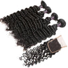 Easy Hair Indian Virgin Hair Deep Wave 4 Bundles With Lace Closure