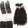 Easy Hair 10A Peruvian Virgin Hair Kinky Curly 4 Bundles With Lace Closure Unprocessed Human Hair Bundles