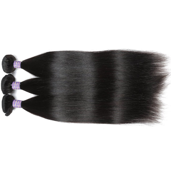 Easy Hair 10A Unprocessed Malaysian Straight Hair Weave 3 Bundles With Lace Closure - Easy Hair