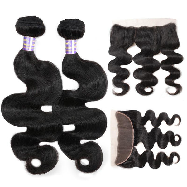 Easy Hair 10A Brazilian Body Wave Virgin Human Hair 3 Bundles With 13x4 Lace Frontal Closure - Easy Hair