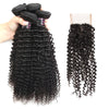 Easy Hair Virgin Indian Human Hair Curly Weave 4 Bundles With Lace Closure