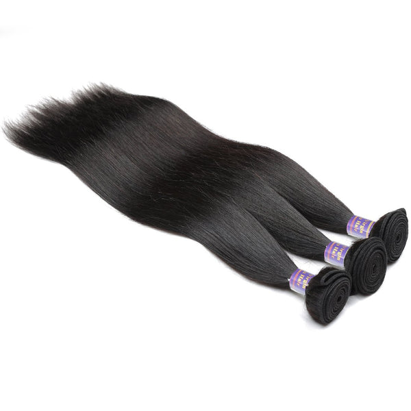 Easy Hair 10A Peruvian Straight Hair Unprocessed Virgin Hair 3 Bundles With 13x4 Lace Frontal - Easy Hair