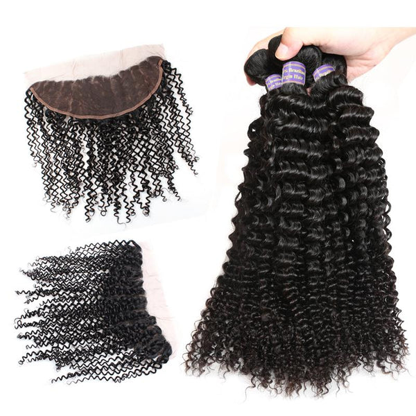 Easy Hair 10A Peruvian Curly Wave Virgin Hair 3 Bundles With 13x4 Lace Frontal - Easy Hair
