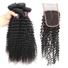 Easy Hair Brazilian Curly Weave Human Hair 4 Bundles with Curly Lace Closure
