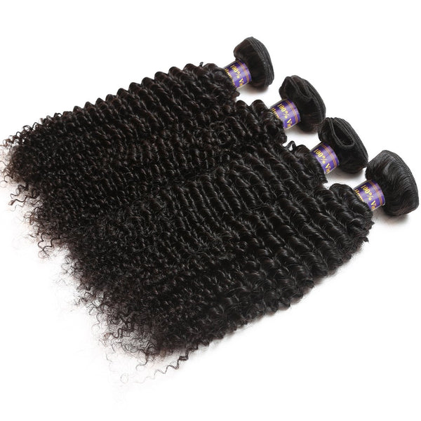 Easy Hair 10A Indian Kinky Curly Virgin Hair 4 Bundles With Lace Closure Human Hair - Easy Hair