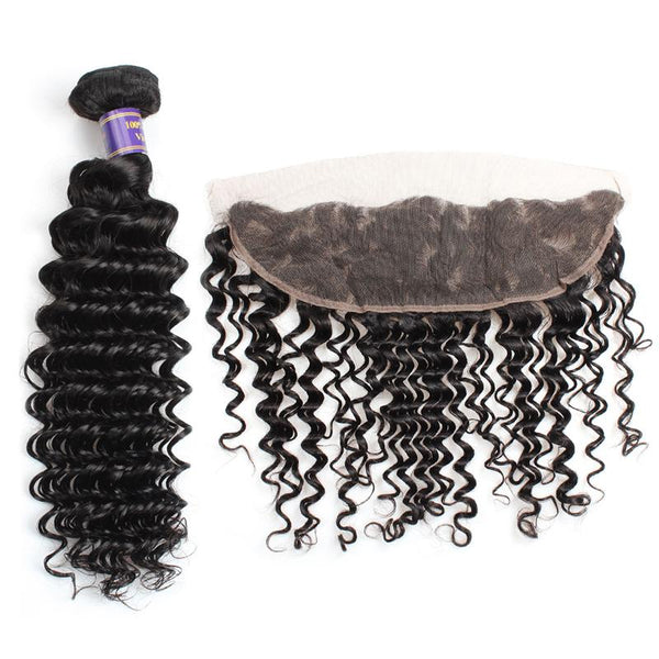 Easy Hair 10A Brazilian Deep Wave Virgin Hair 3 Bundles With 13x4 Lace Frontal - Easy Hair