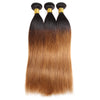 Ombre T1B30 Malaysian Virgin Straight Wave Human Hair Extensions 3 Bundles With 4*4 Lace Closure