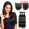 Easy Hair 10A Malaysian Straight Hair Virgin Hair 3 Bundles With 13x4 Lace Frontal