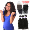 Easy Hair 10A Unprocessed Peruvian Kinky Curly Human Hair 3 Bundles With Lace Closure