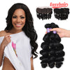 Easy Hair 10A Indian 100 Human Hair Weave Loose Wave 3 Bundles With 13*4 Lace Closure