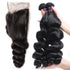 Easy Hair Peruvian Loose Wave Human Hair Weave 4 Bundles with Lace Closure - Easy Hair