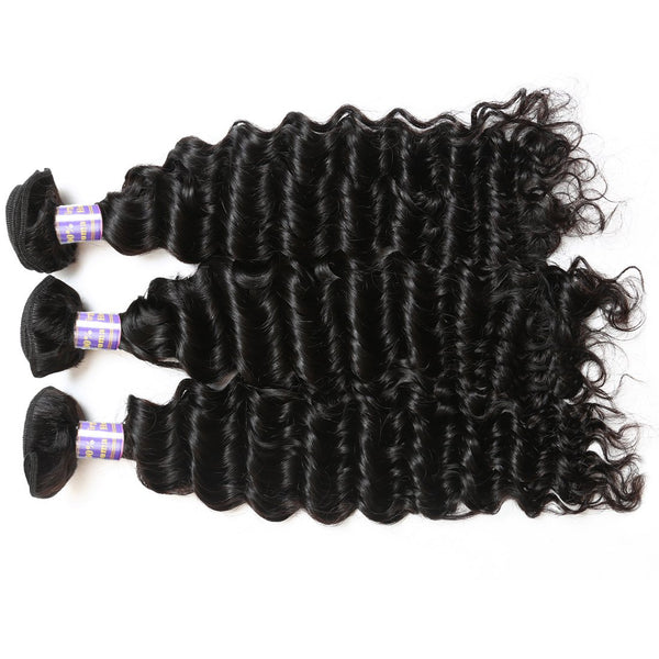 Easy Hair Unprocessed 10A Peruvian Deep Wave Human Hair 3 Bundles With Lace Closure - Easy Hair
